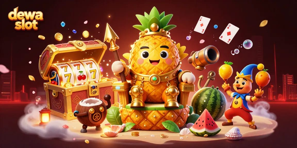 Engage in adventure with dewa slot as the golden pineapple king rules the beach casino.