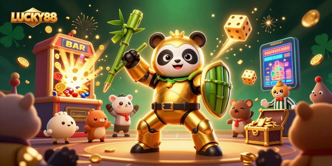 Experience the thrill of LUCKY88 with a spectacular 3D illustration featuring vibrant casino elements.