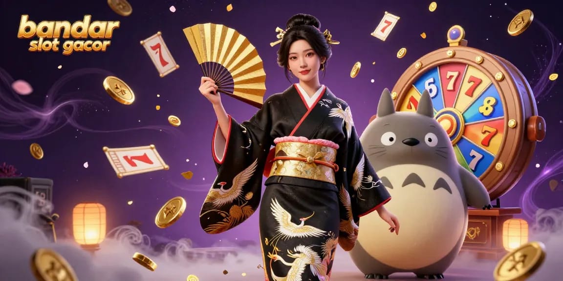 Experience the thrill of bandar slot gacor with vibrant 3D art showcasing exciting lottery elements and characters.