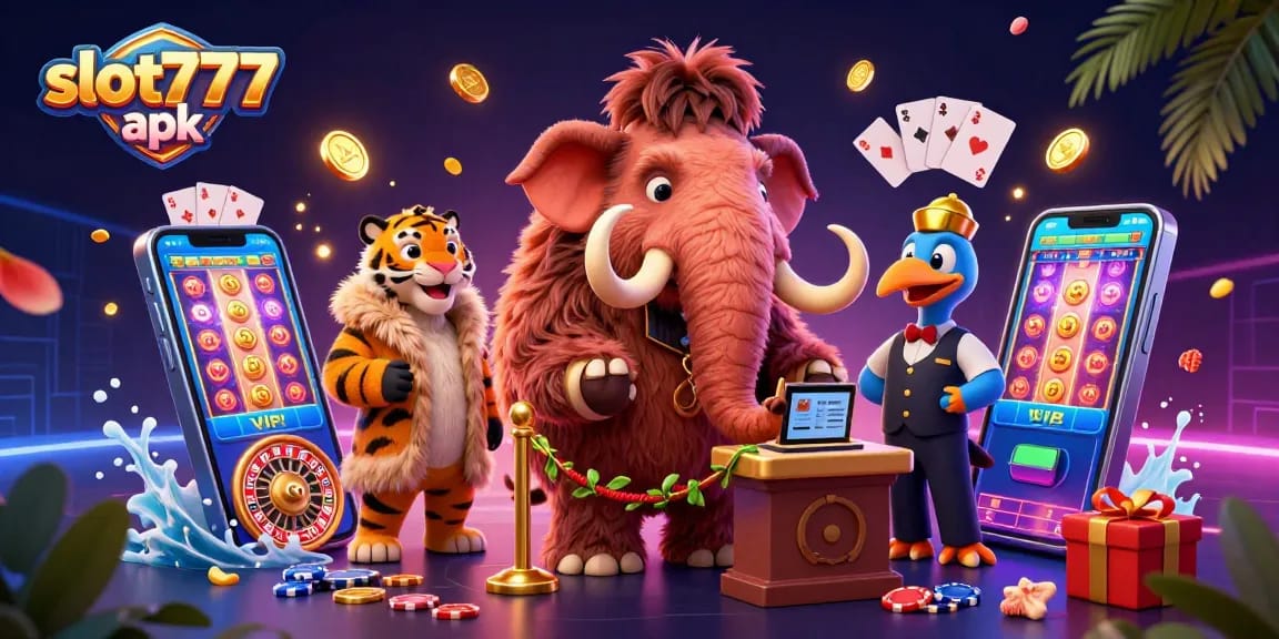 Spin the reels of slot777 apk with vibrant casino characters and exciting gaming elements.