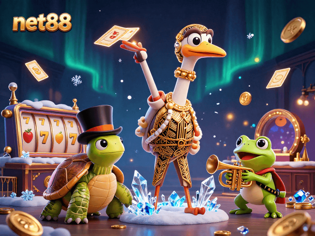 Place bets and enjoy excitement at net88 with a packed 3D cartoon casino scene