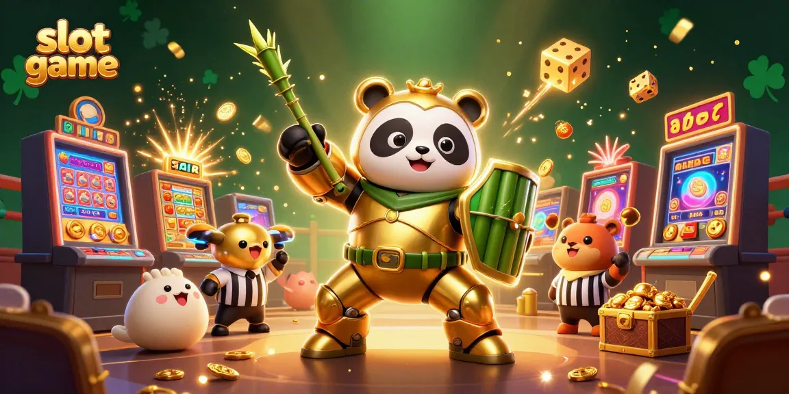Experience the excitement of slot game action with vibrant 3D characters and casino symbols exploding in a dynamic scene.
