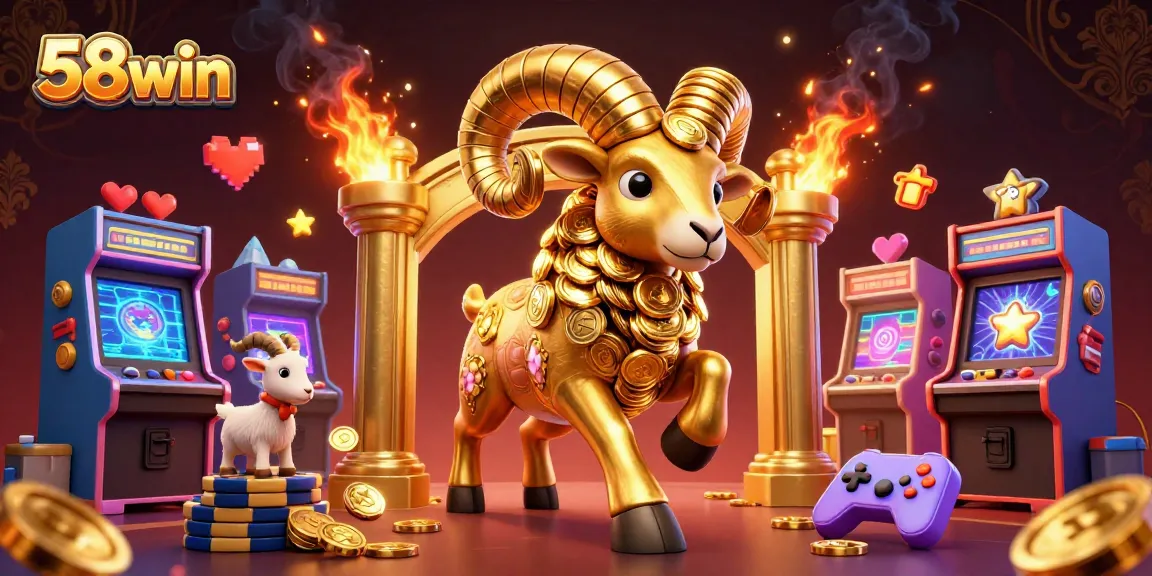 Engage with 58win's incredible animation of a golden ram charging through a golden gate, spotlighting excitement in gaming