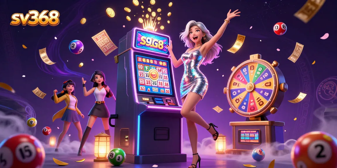 Spin the jackpot at sv368 with vibrant colors, an exciting celebration, and dynamic casino elements.