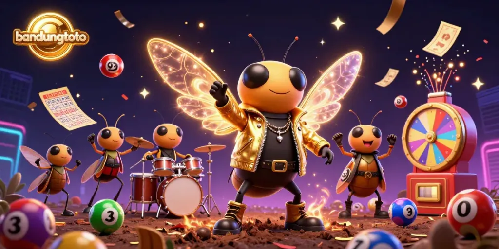 Engage in the vibrant atmosphere of bandungtoto with dynamic lottery elements and a lively 3D rock star scene.