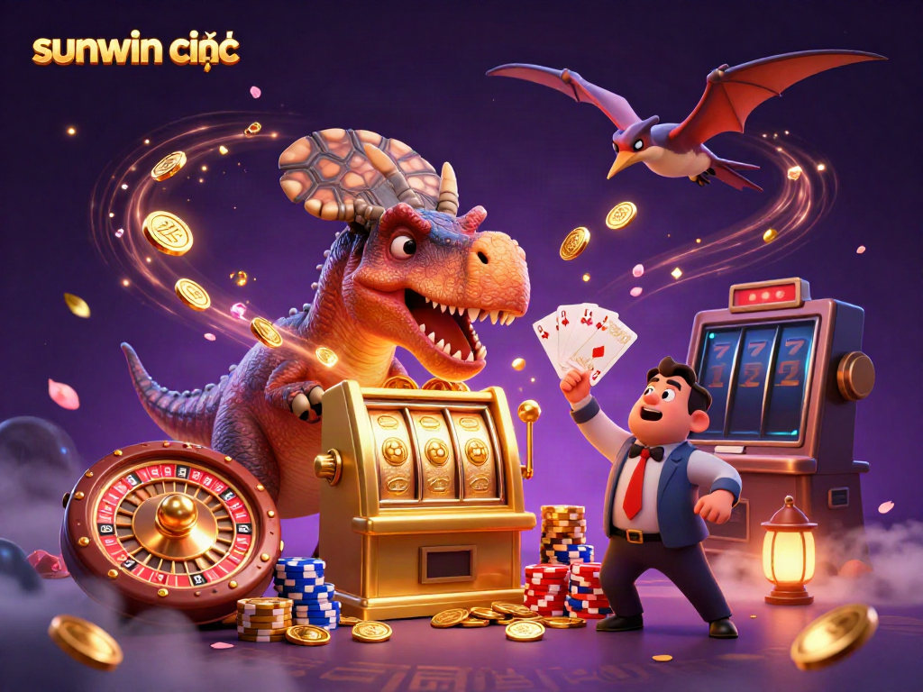 Experience the excitement of sunwin chính thức as a pachycephalosaurus wins jackpots and coins fly around.