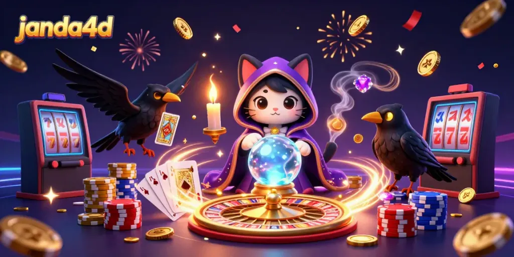 Janda4D menawarkan ilustrasi menarik dari kucing misterius, burung gagak, dan api lilin di dunia peruntungan.