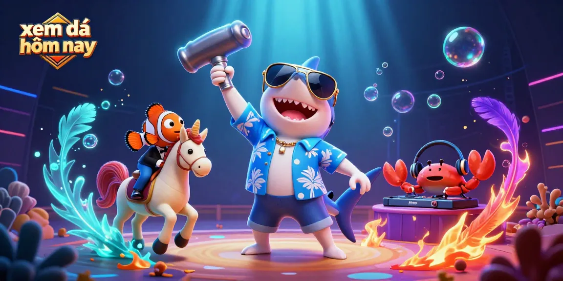 Watch xem đá gà hôm nay as the vibrant shark and clownfish celebrate cockfighting victories in a thrilling scene.