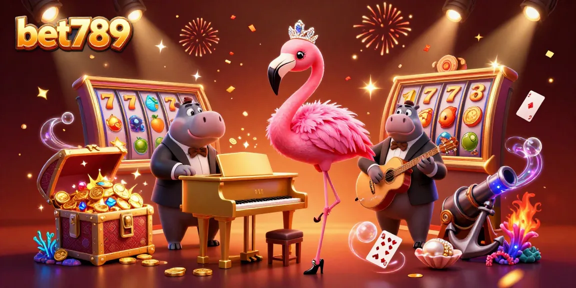Experience the thrill of gaming at bet789 with vibrant casino elements and dynamic characters.