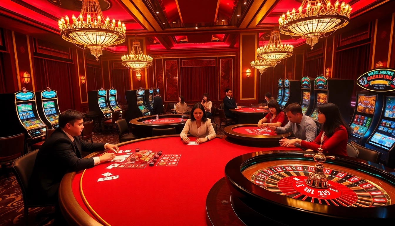 Eager players enjoying a thrilling game at the 68VIP online casino, showcasing luxury and excitement in gambling.