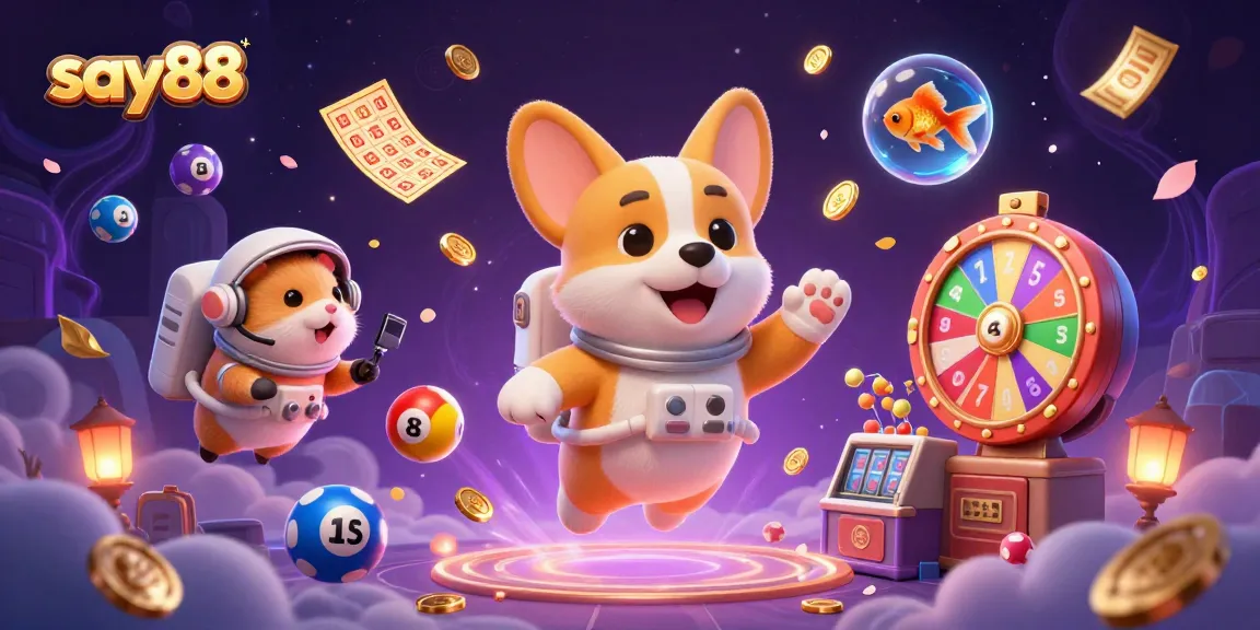 Experience winning moments with Say88 as a 3D cartoon astronaut corgi navigates a cosmic casino adventure.