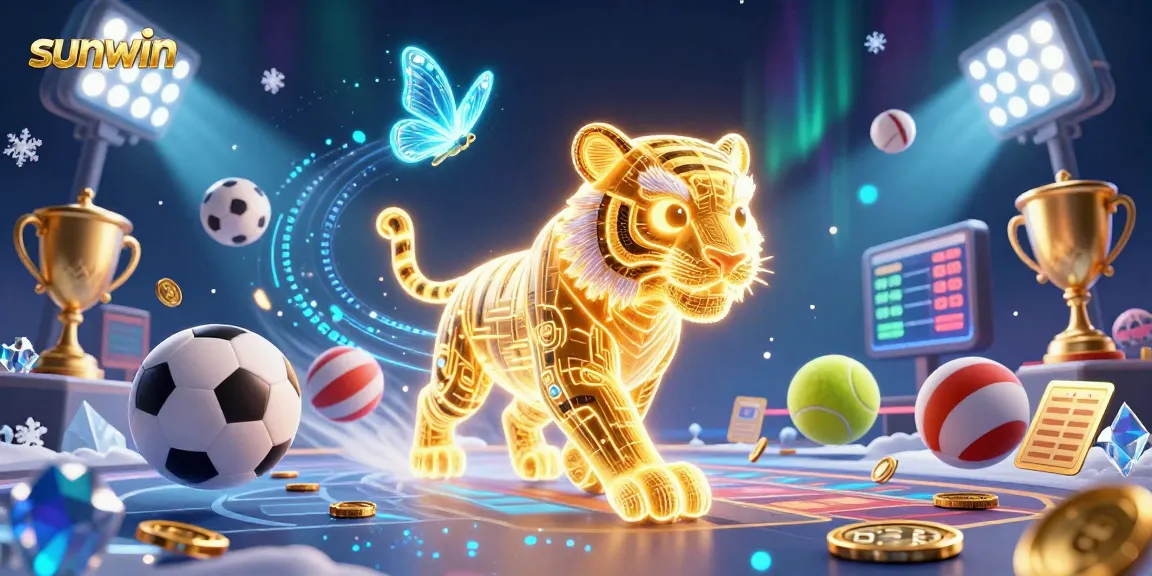 Engage in thrilling gameplay at sunwin, featuring neon characters in a dynamic casino landscape.