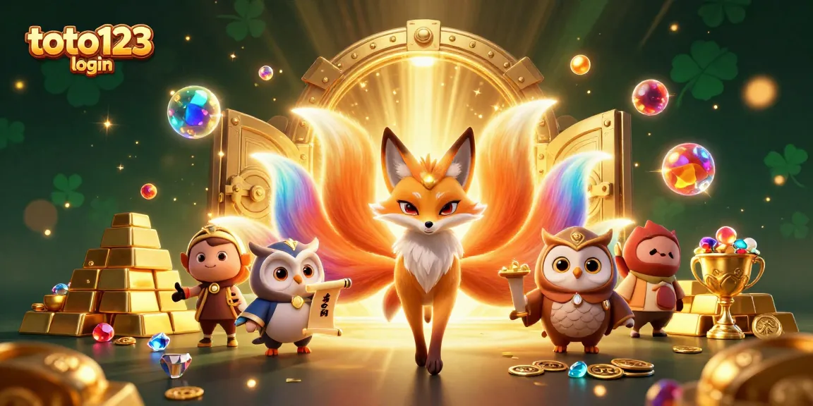Experience the thrill of toto123 login with vibrant characters and dazzling casino elements in this captivating illustration.