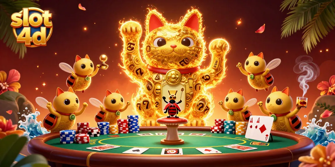 Slot 4D memberikan simbol keberuntungan dengan ilusi kucing beruntung dari cahaya kuning.