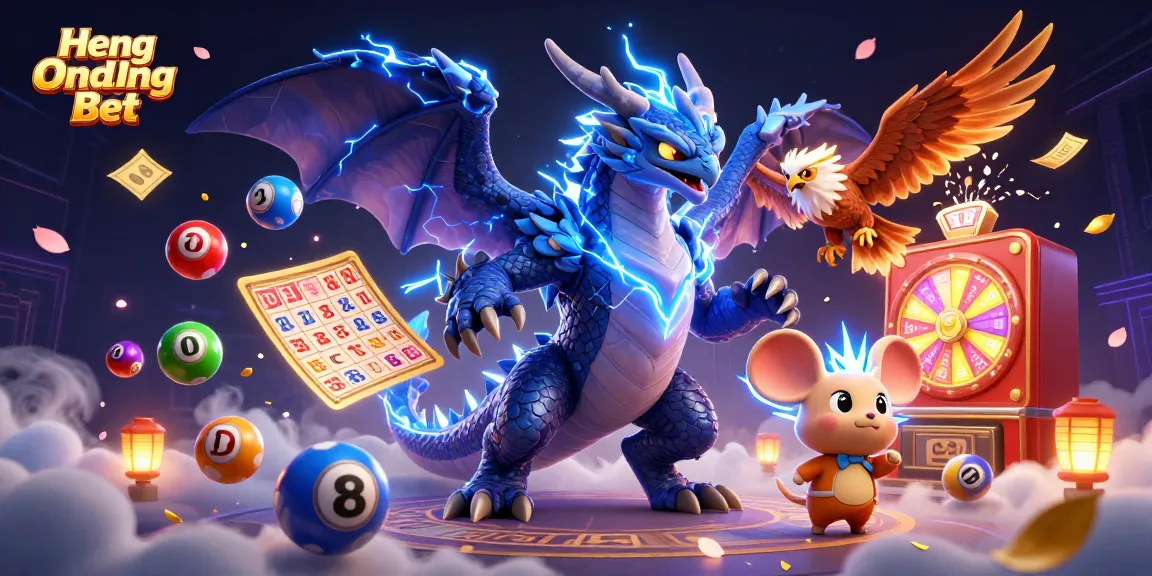 Engage with Heng Ong Bet through an exciting 3D casino illustration filled with vibrant gaming elements and action.