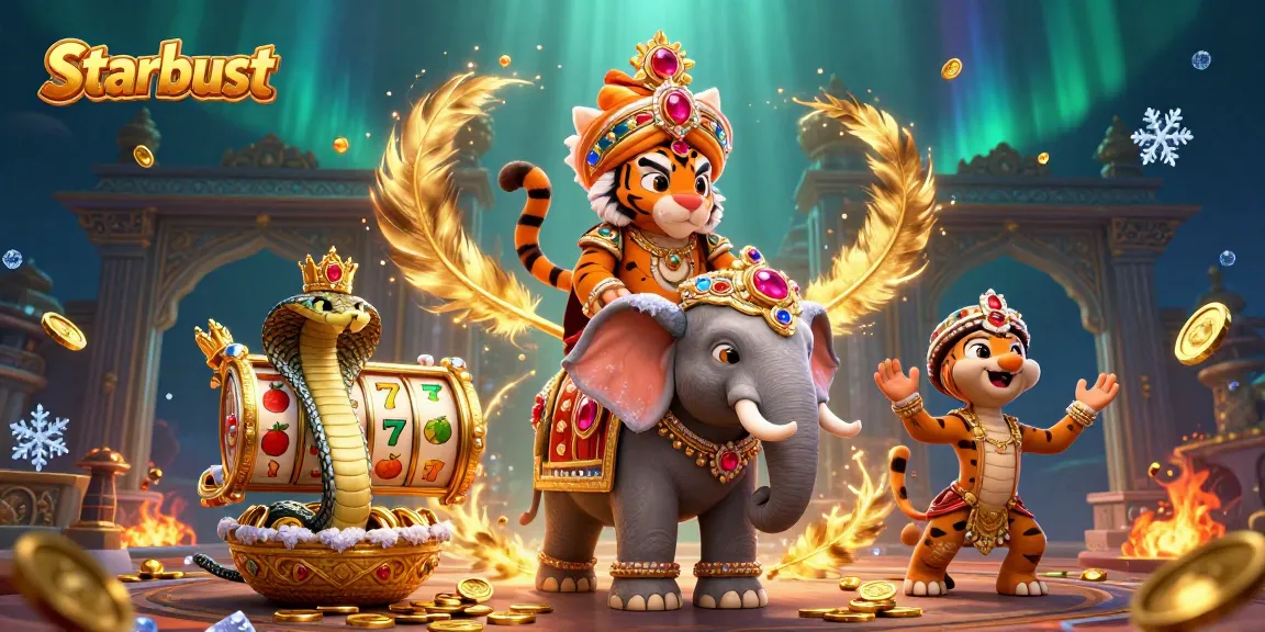 Experience the excitement at Starburst slot with a vibrant 3D casino scene filled with dynamic elements.