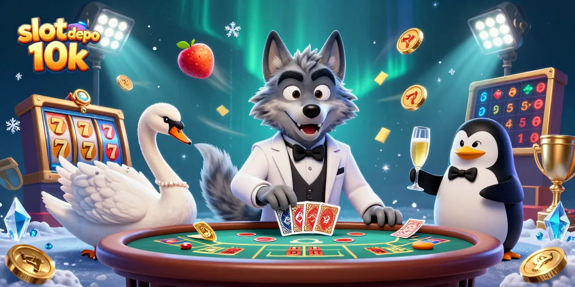 Experience thrilling wins at slot depo 10k with dynamic 3D illustration showcasing casino fun.