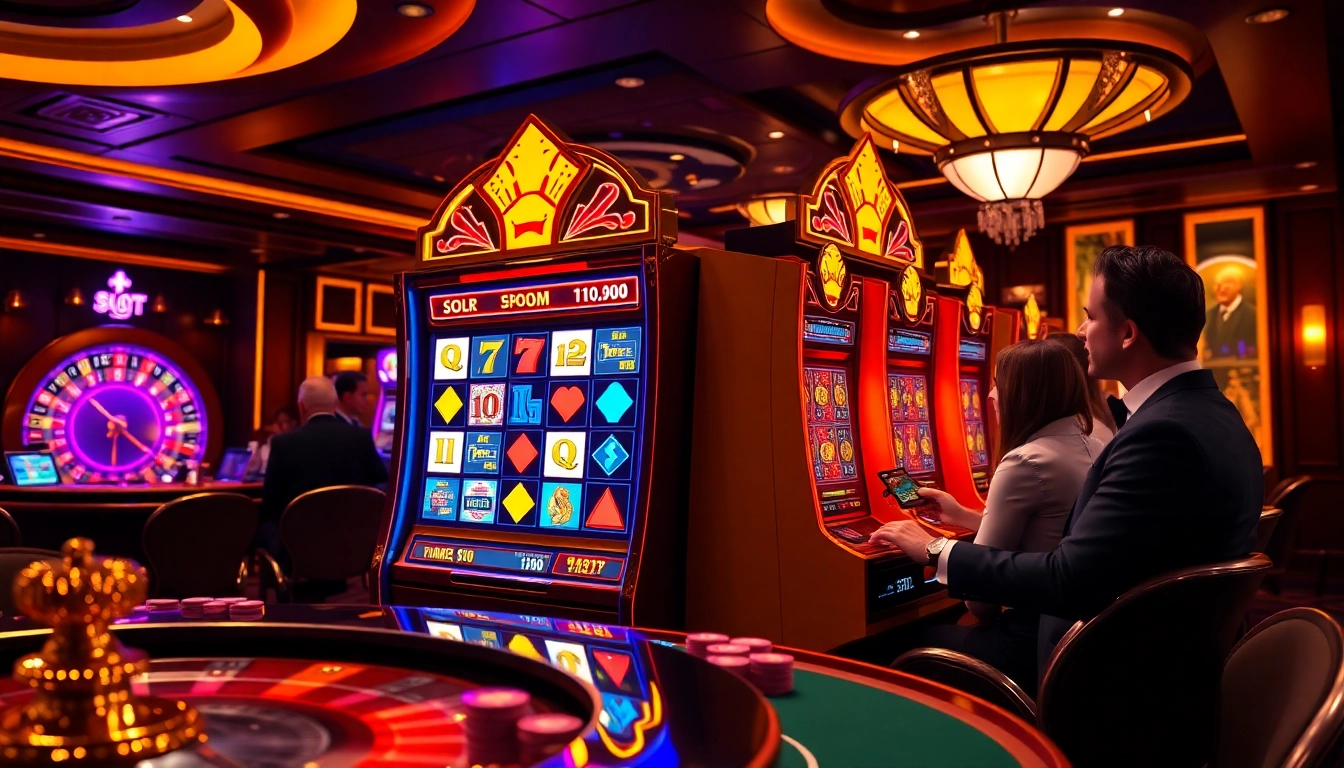 Play the exciting slot api raja 88 at a vibrant casino filled with slot machines and poker tables.