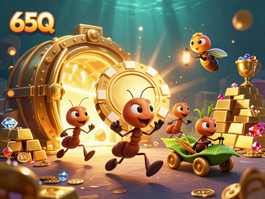 Aqueça a competição com 65Q em um cassino divertido, repleto de fichas de poker e tesouros!