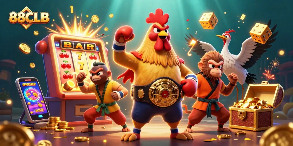 Engage in thrilling games at 88CLB with vibrant casino-themed characters and dynamic gaming elements.