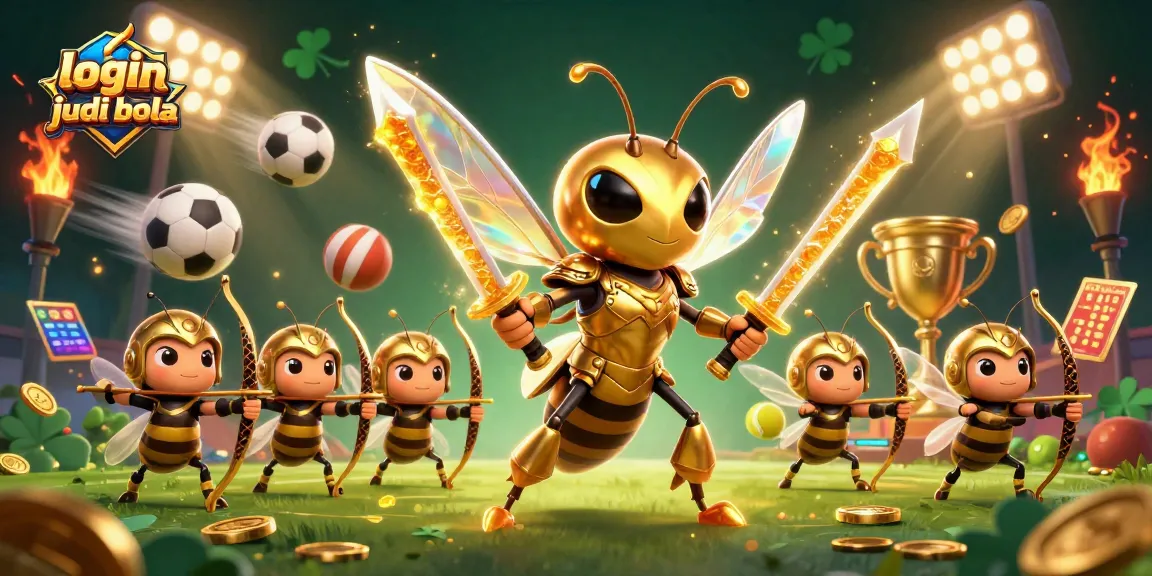 Engage with login judi bola through dynamic action in this vibrant 3D scene filled with sports elements.