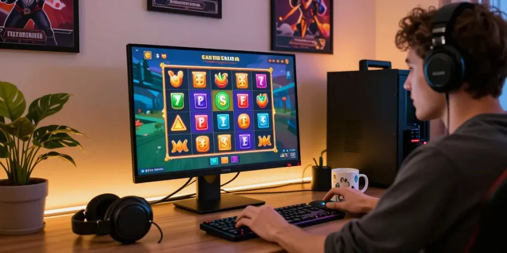 Pengguna login jptoto bermain mesin slot online dengan antusias di ruang permainan modern.