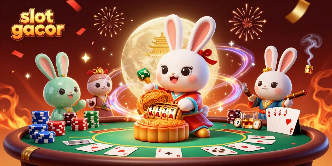 Memenangkan slot gacor dengan ilustrasi kasino yang meriah dan persembahan slot yang menggembirakan.