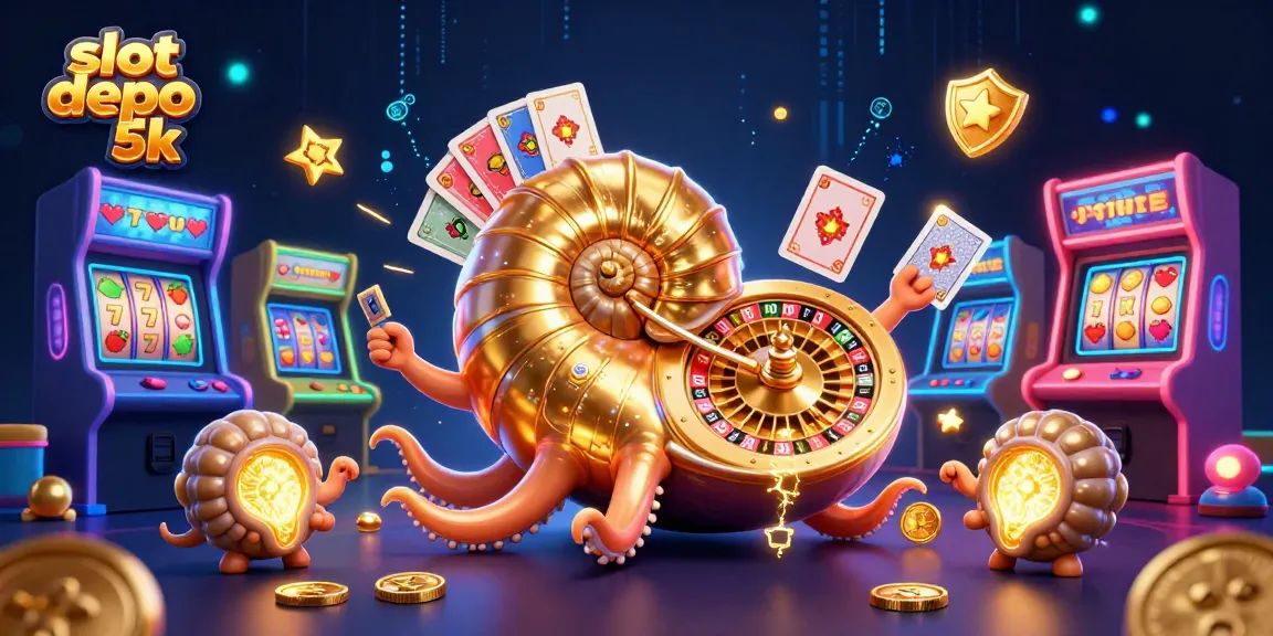 Slot depo 5k dengan visual menarik, menampilkan berbagai simbol slot dan elemen permainan.