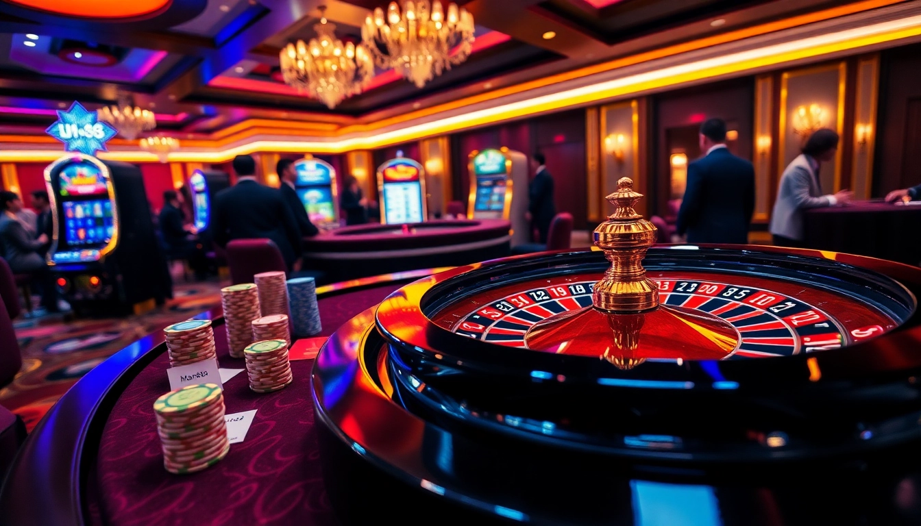 Man88 highlights an exciting roulette game with elegant players and vibrant casino atmosphere.