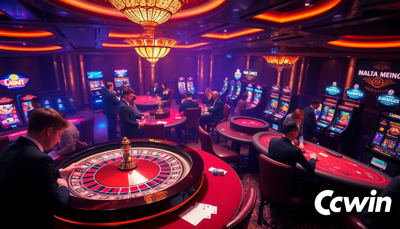 Experience thrilling gameplay at Cwin's elegant casino tables filled with glamorous poker and roulette action.