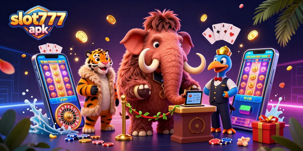 Spin the reels of slot777 apk with vibrant casino characters and exciting gaming elements.