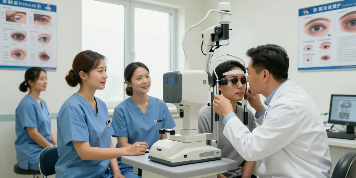 Advanced eye care scene at SNU Eye Clinic showcasing personalized service and technology, page guide ✔️* for eye treatments.
