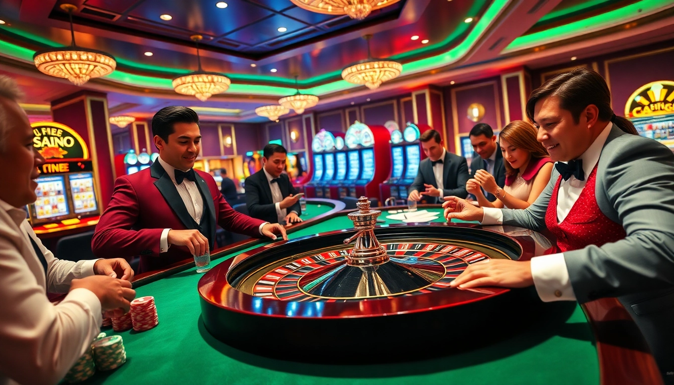 Experience the excitement of gaming at https://bl555.family/ with vibrant casino players and roulette.