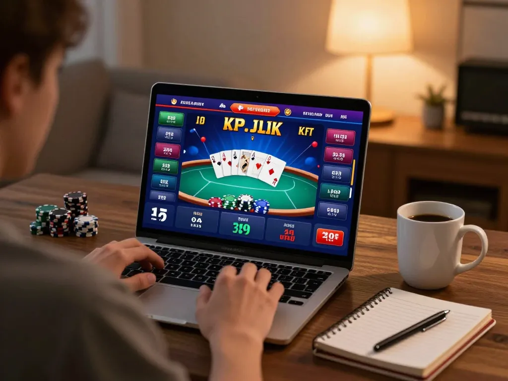 Engaging in online casino games at home with Canadian online casinos displayed on screen, showcasing a strategic gaming environment.