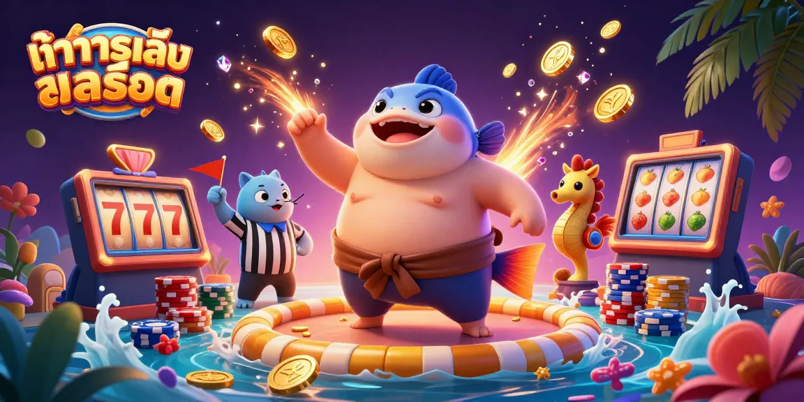 Experience ทดลองเล่นสล็อต with vivid underwater scenes featuring a joyous fugu and a wise catfish referee.