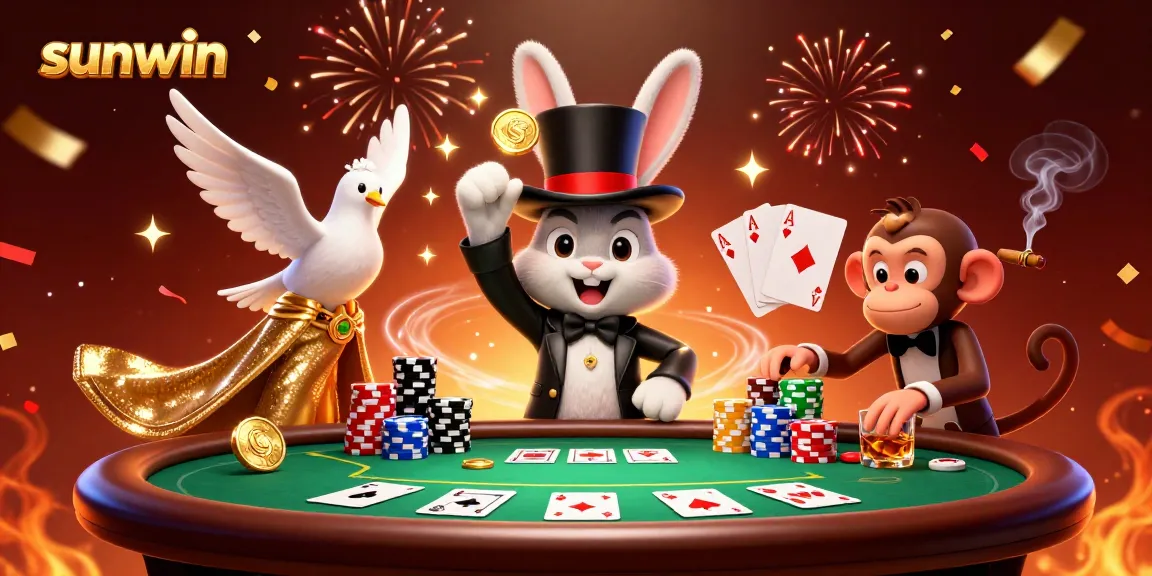Experience thrilling wins with sunwin's engaging casino characters in an enchanting game scene.