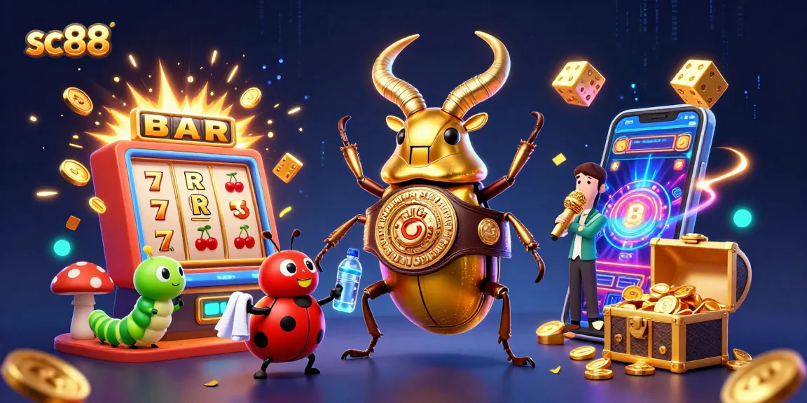 Experience thrilling gameplay with sc88 as a colorful beetle and a vibrant ladybug in a lucky casino setting.