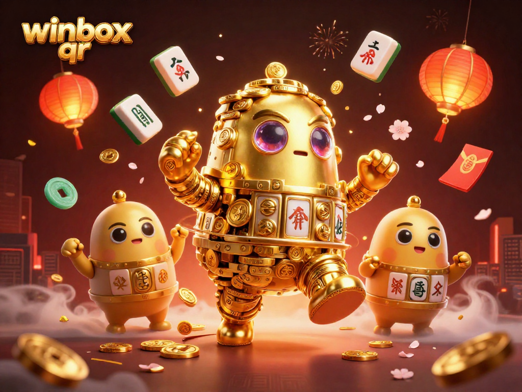 Experience the excitement of winbox qr with a vibrant 3D casino scene featuring gold coins and gambling elements.