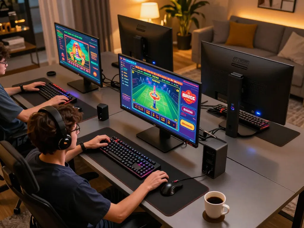 Engaging in strategic gameplay with fun88 on multiple screens in a modern home setup