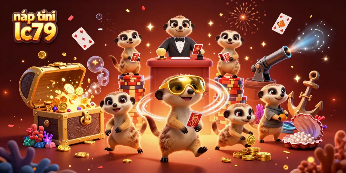 Nạp tiền lc79 để tham gia game hấp dẫn với meerkat trong casino đầy màu sắc.