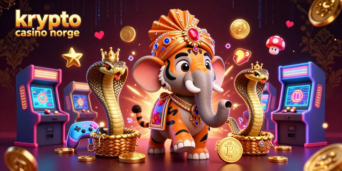Krypto casino Norge: Spill og vinn med spennende krypto spillsymboler og elefant med juveler.