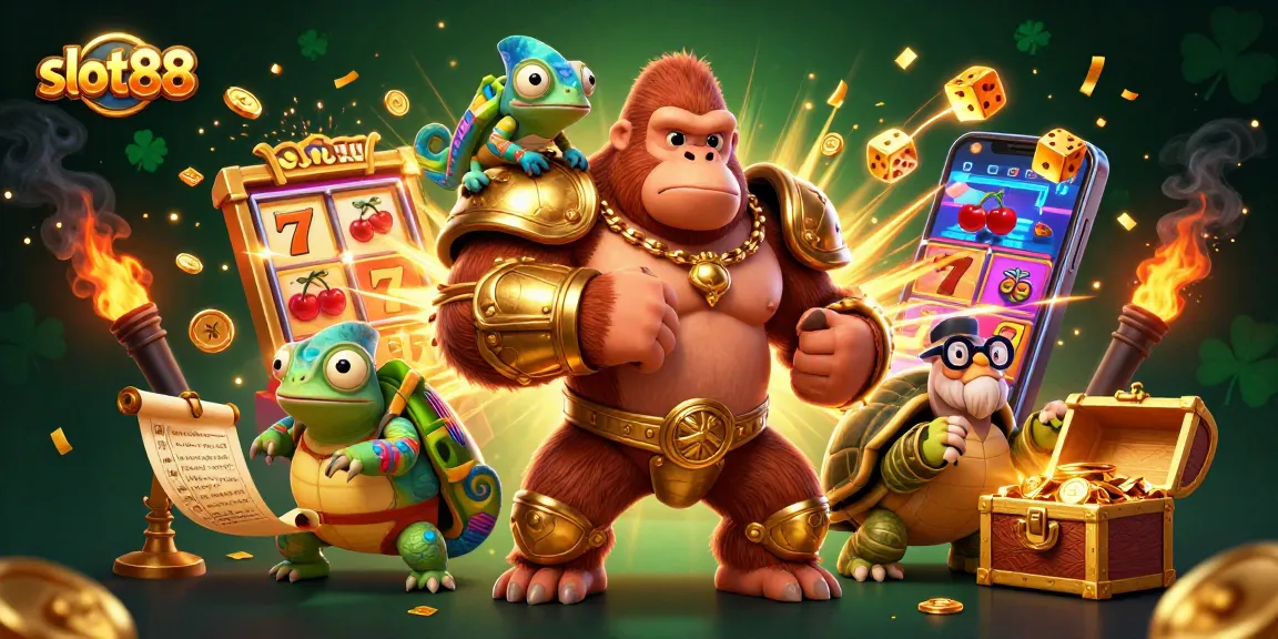 Rasakan kemenangan mendebarkan dengan slot88, menampilkan kegembiraan jackpot dan elemen kasino yang berwarna-warni.