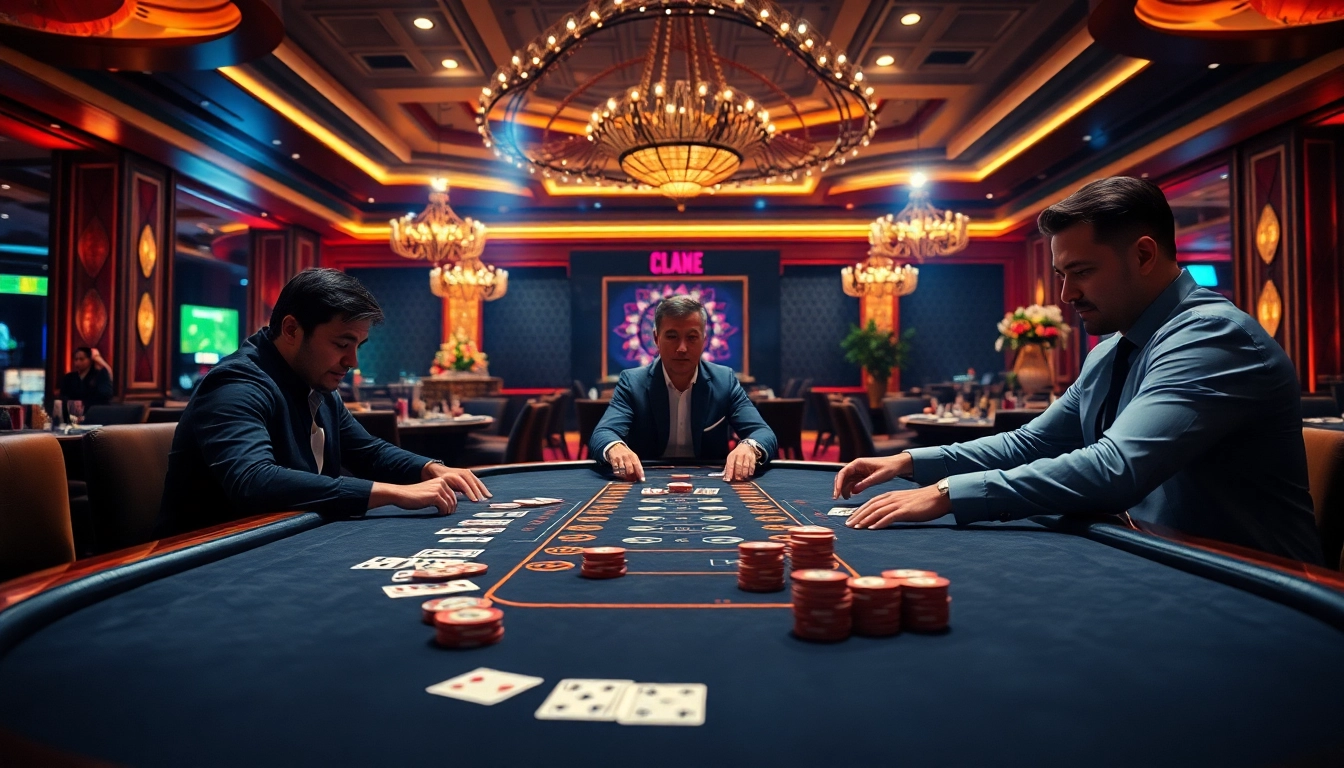 Engaging scene at a Blackjack Casino with players interacting at the vibrant table.