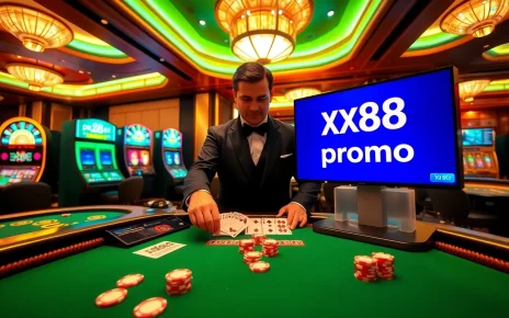 Experience the excitement at xx88.promo with professional dealers and vibrant casino elements.