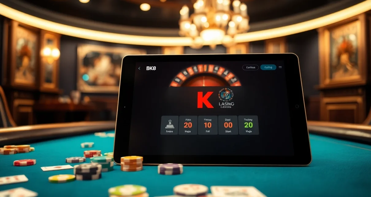 Experience engaging gameplay with bk8thai ทางเข้า on a stylish tablet surrounded by poker chips and cards.