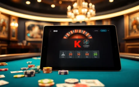 Experience engaging gameplay with bk8thai ทางเข้า on a stylish tablet surrounded by poker chips and cards.
