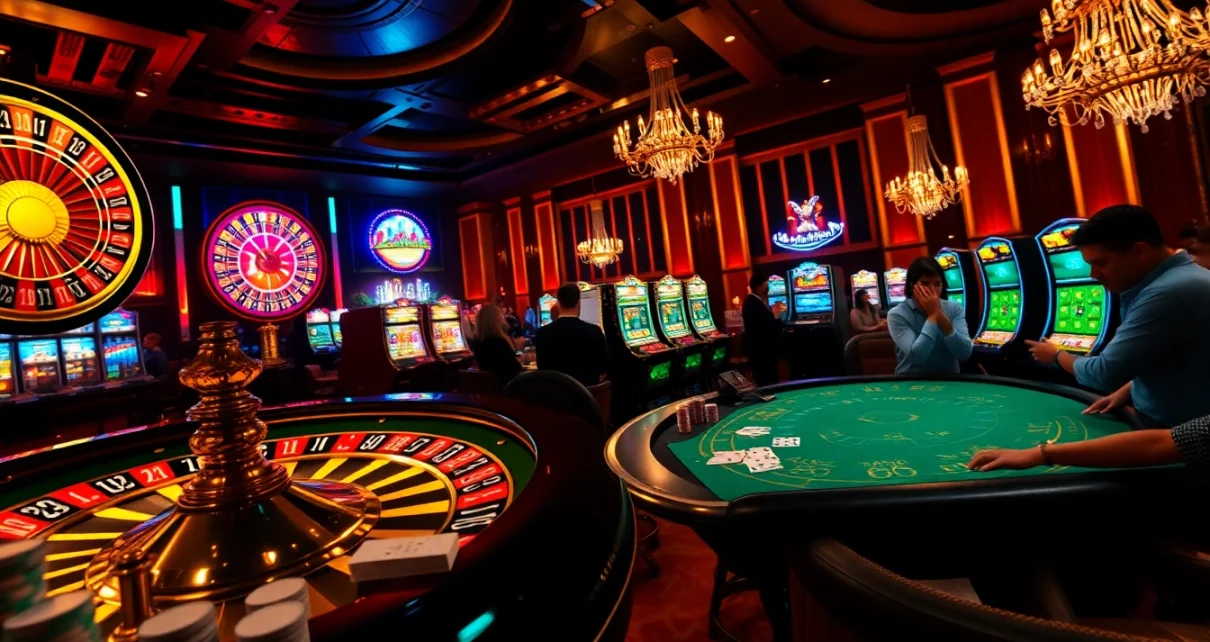 SODO66 players enjoying an exciting casino experience with vibrant gaming tables and colorful chips.