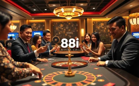 Engaged players enjoying a thrilling game at the 88i nhà cái casino table with vibrant atmosphere.