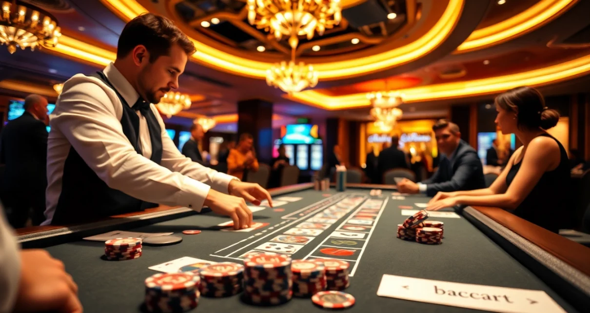 에볼루션 바카라 게임 테이블에서 플레이어와 딜러 간의 활기찬 상호작용