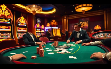 Experience the excitement of the 24k club with luxurious casino gaming, poker chips, and vibrant slot machines.